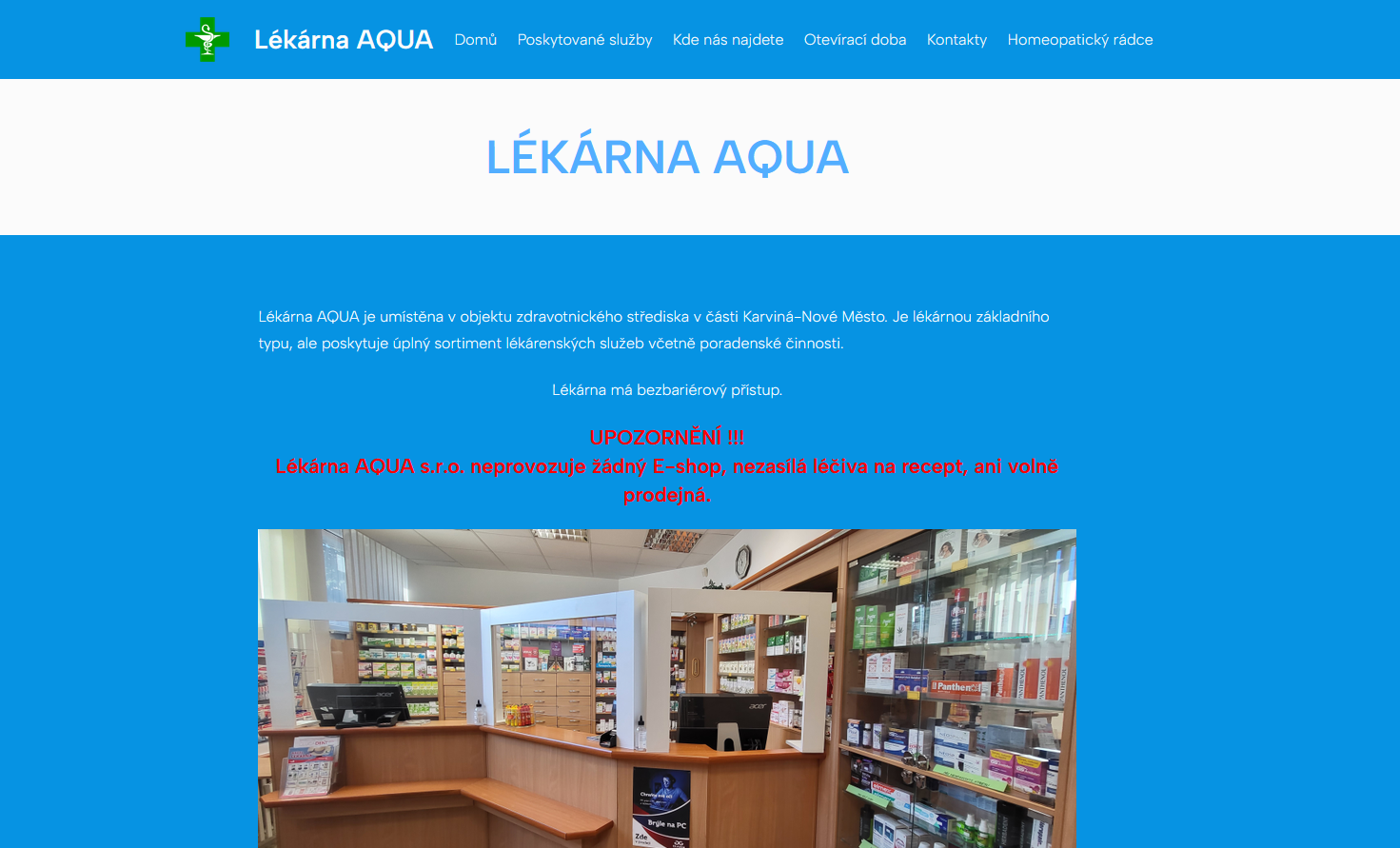 Náhled webu Lékárna Aqua